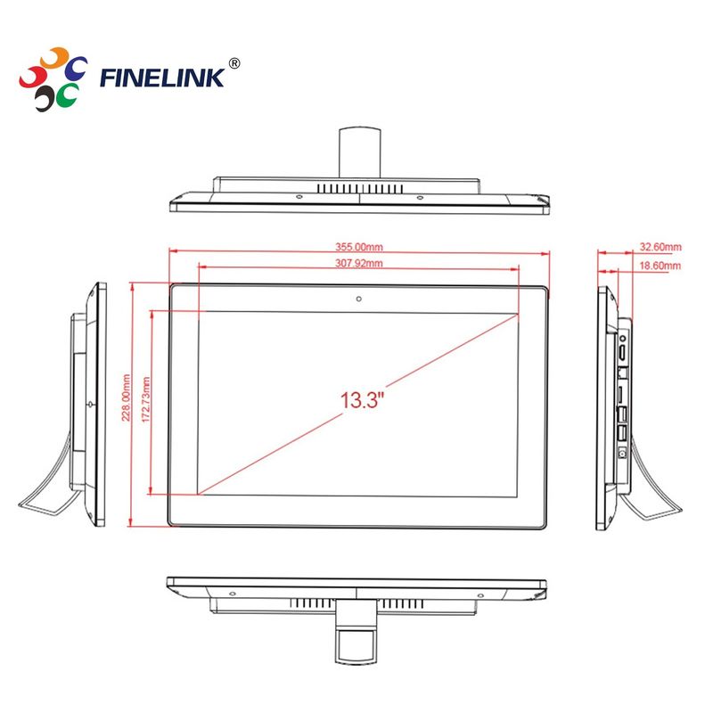 13.3 pollici ODM LCD Panel Monitor Full HD Industrial Touchscreen Display Per Giochi