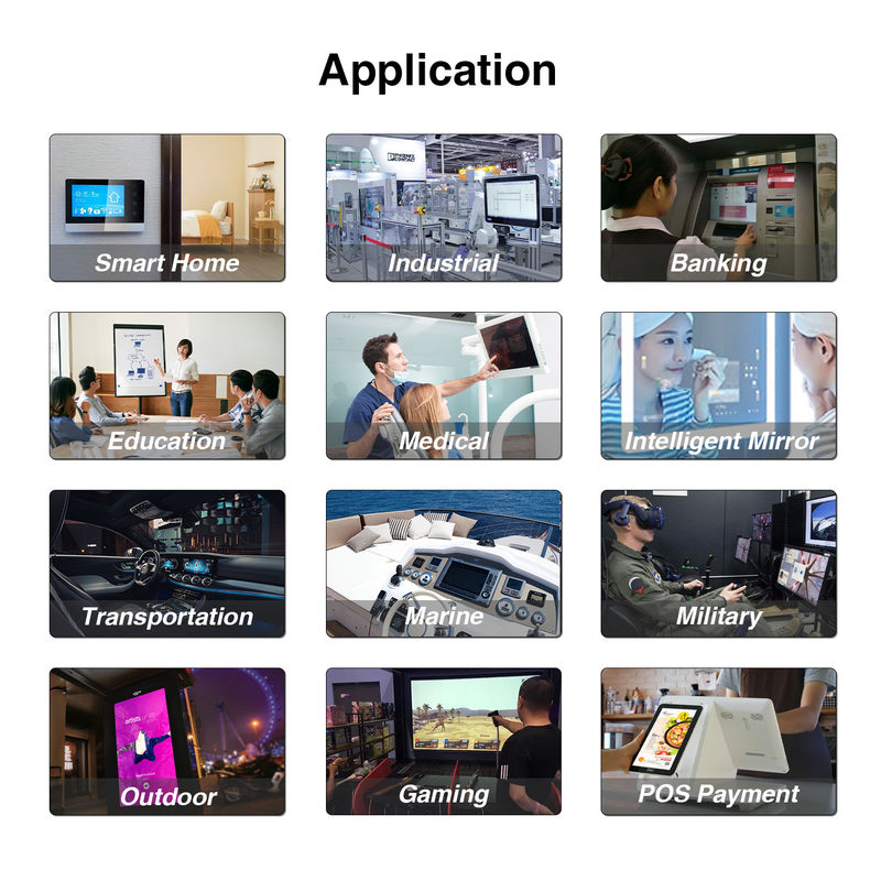 Panel touch in vetro Pcap a 10,4 pollici personalizzabile per l'interfaccia IIC/USB impermeabile del monitor
